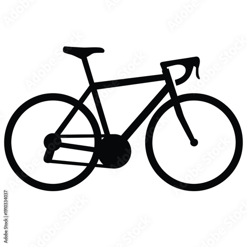 Simple black silhouette of a road bicycle with drop handlebars