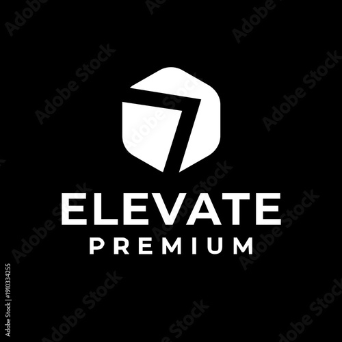 Elevate Premium Modern Logo Design with Abstract Geometric Number Seven or Upward Arrow Symbol for Corporate Branding