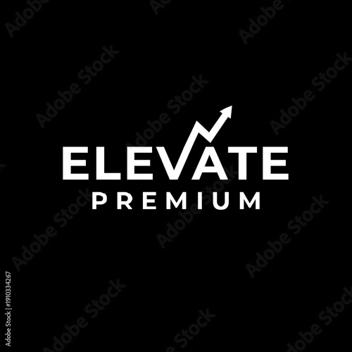 Elevate Premium text logo with upward arrow graphic representing business growth, success, and high-quality services