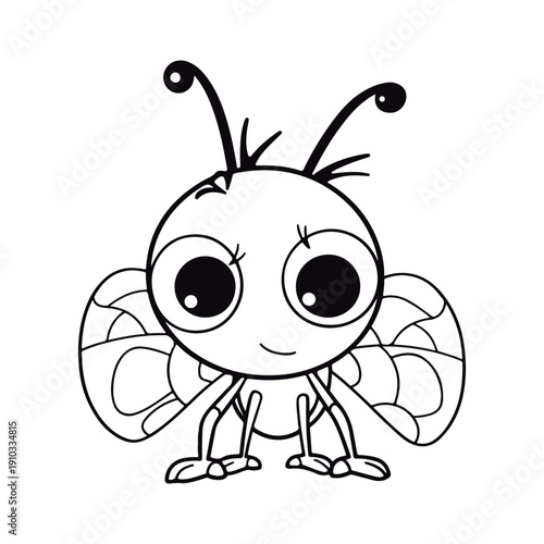 Coloring book for kids baby Cricket kawai vector.