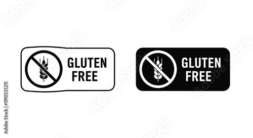 Two distinct black and white icons clearly indicating products are safe for consumption being gluten free food labeling symbols