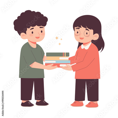Child Donating Books – Education and Kindness Concept