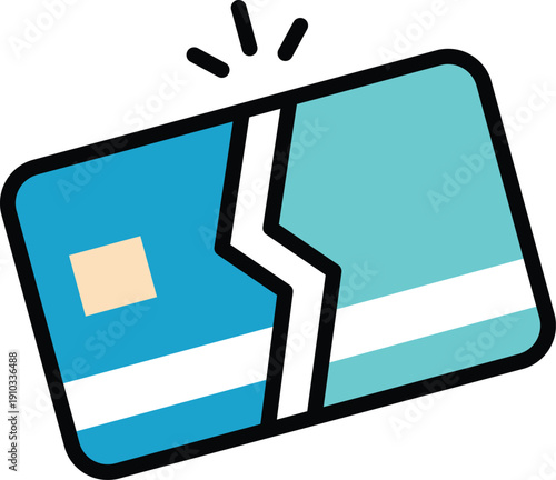 Broken credit cards shattered into pieces symbolizing financial loss or card cancellation.