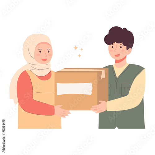 Small Business Owner Giving Donation Package – CSR Concept