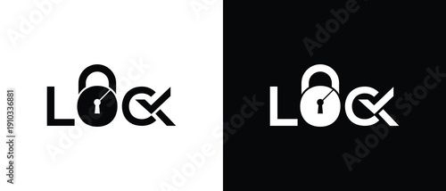 Lock text typography logo design inspiration