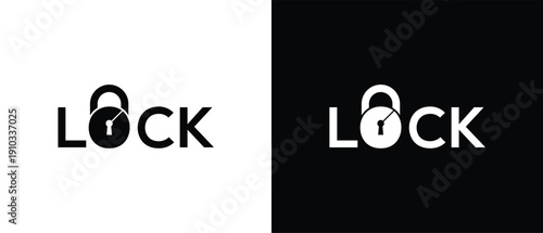 Lock text typography logo design inspiration
