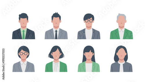 Set of faces of business people