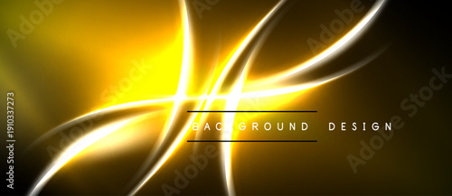 Bright yellow energy flows, creating dynamic abstract design. Dark background emphasizes glowing lines, modern aesthetic.