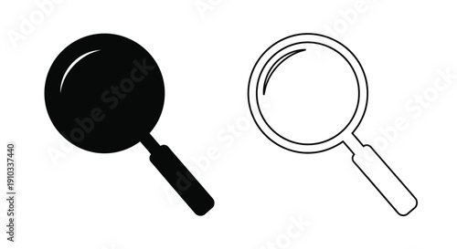 Two magnifying glasses one black one white side by side
