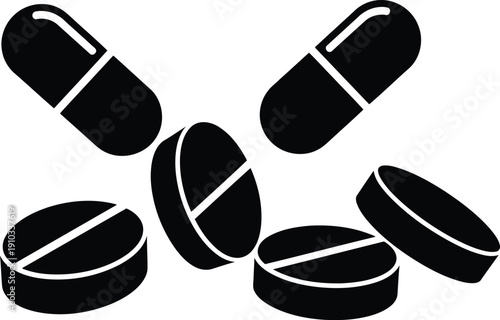 Black and white pill medication healthcare