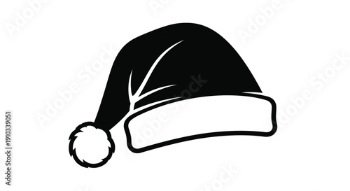 A simple black silhouette of a winter hat with a pom pom