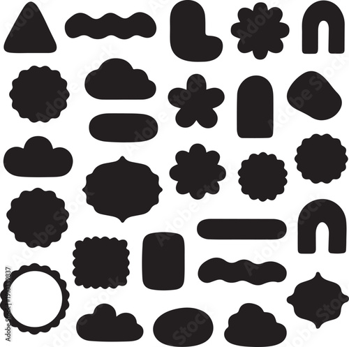 Geometric shapes assortment: A visually dynamic collection of varied geometric forms in shades, perfect for adding a touch of sophistication to design projects. 