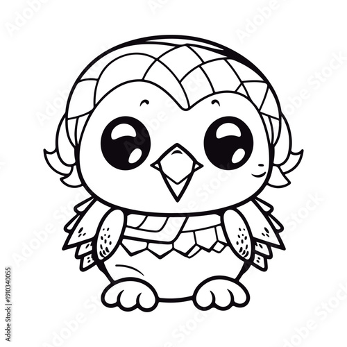 Coloring book for kids baby Kea kawai vector.