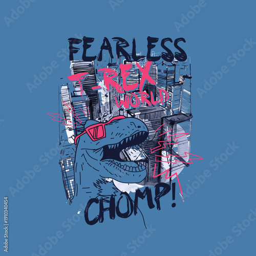 Fearless Chomp T-rex Dinosaur vector illustration graphic