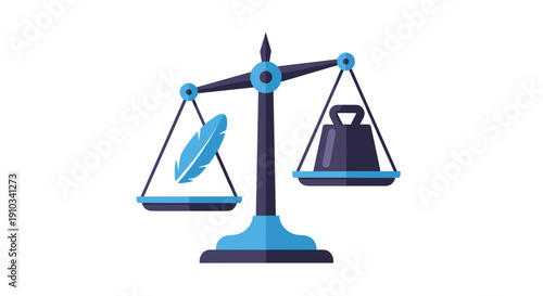 Symbolic scales of justice balancing a heavy weight and a light feather, representing fairness, equality, contrast, and critical evaluation.