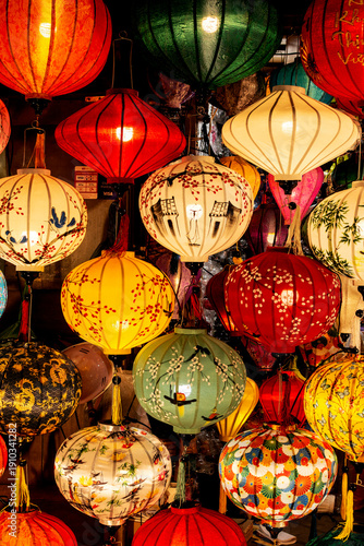 traditional colorful vietnamese lanterns on display at in hoi an vietnam