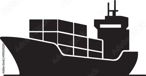 Cargo Ship silhouette with containers maritime logistics illustration vector illustration