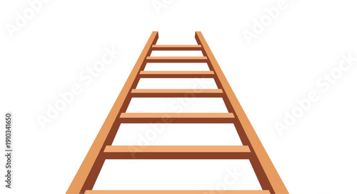 Wooden ladder extending upwards, symbolizing progress, growth, ambition, climbing, opportunity, and reaching for higher goals and success.
