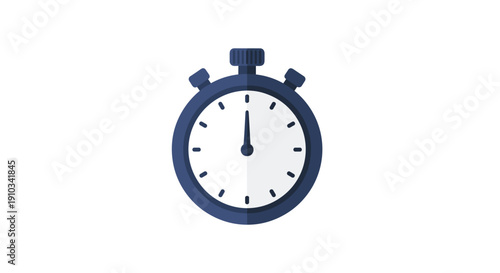 Precise blue stopwatch with hands perfectly aligned at the twelve o'clock position, signifying readiness and exact timing.