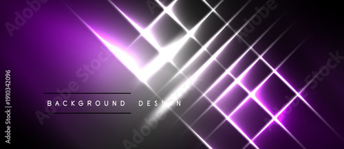 Dark purple background features bright diagonal lines. White text reads background design. Modern abstract vector illustration.