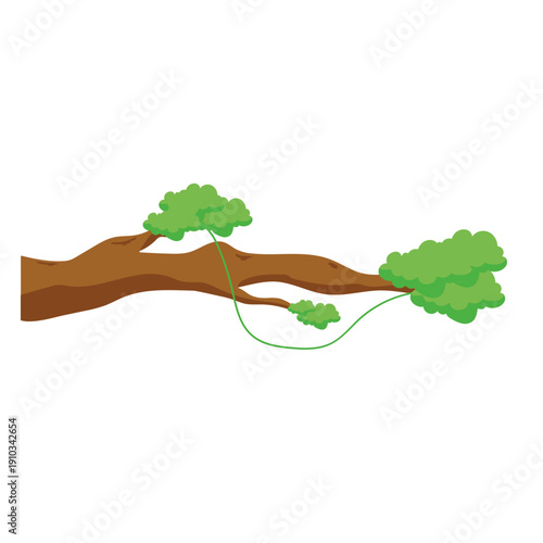 Wide Tree Branch with Hanging Jungle Creepers