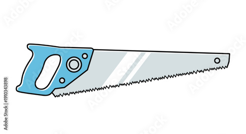 Hand Saw Tool with Blue Handle.