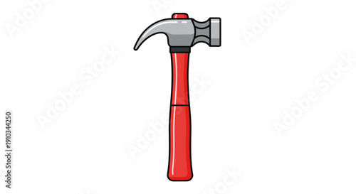 Red handled hammer tool equipment carpentry.