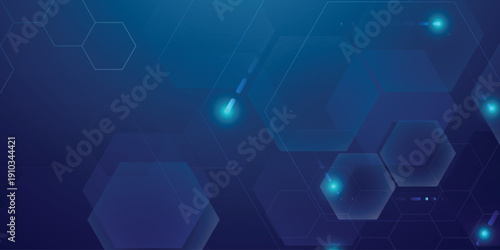 Futuristic Blue Hexagon Technology Background With Glowing Light Effects