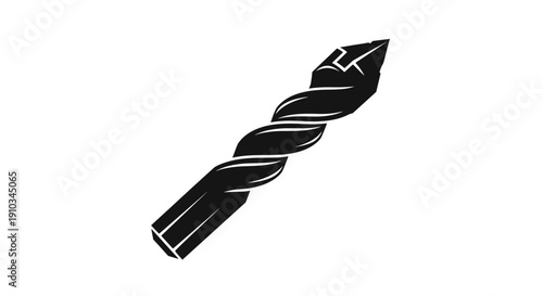 Twisted Drill Bit Isolated on White.