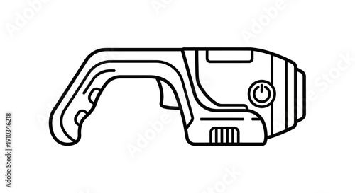 Industrial machine line illustration representing heavy equipment, manufacturing technology, and mechanical engineering systems. This clean outline design showcases structured mechanical components co