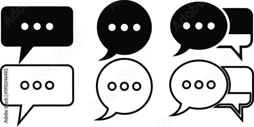 Various chat bubble speech communication messaging