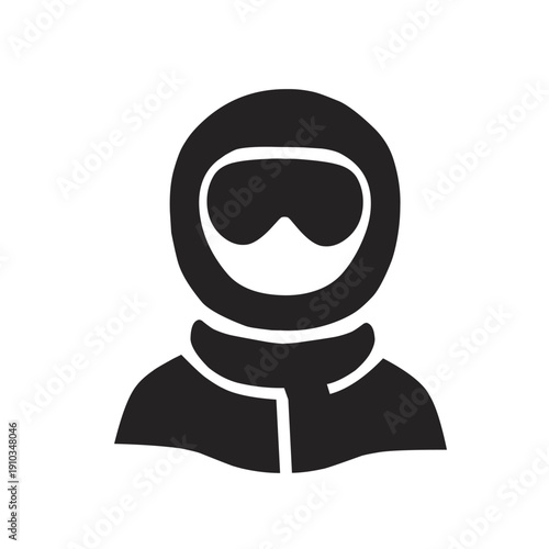 vector silhouette illustration of a person wearing an ice sports jacket 