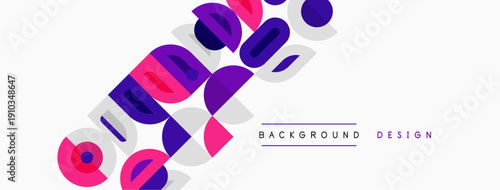 Abstract colorful shapes overlap white space. Modern design elements create dynamic visual texture. Background suggests creativity, innovation.