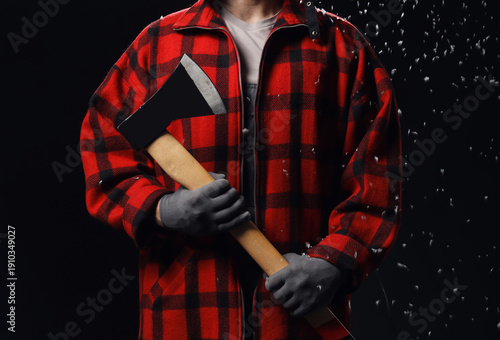 Handsome lumberjack with ax...