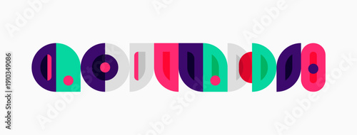 Colorful semicircles form abstract pattern. Shapes overlap creating vibrant visual effect. Minimalist design, modern aesthetic.