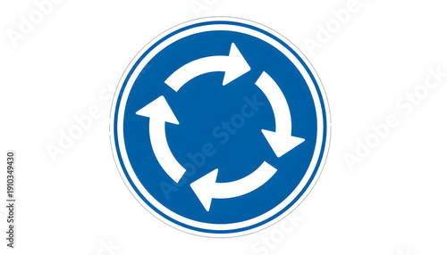 Roundabout Ahead Traffic Sign.