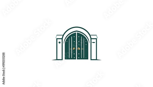 Elegant Green Gate Illustration for Architectural Design Projects.