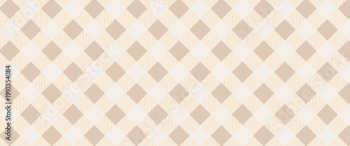 Gingham seamless pattern. Beige and white vichy background texture. Checkered tweed plaid repeating wallpaper. Natural nude fabric and textile swatch design. Vector
