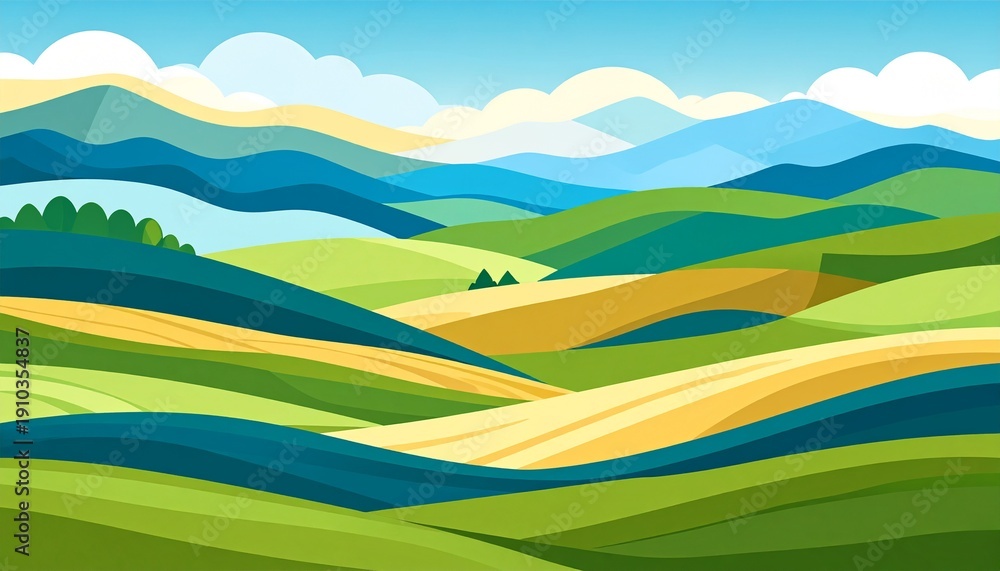 Obraz premium Scenic landscape with winding river and mountains under blue sky summer nature view