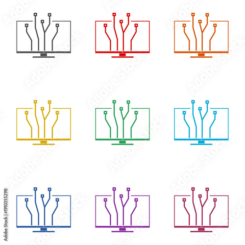 Smart TV icon isolated on white background. Set icons colorful