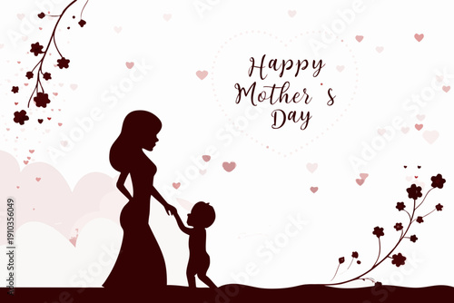 A heartwarming silhouette depicts a mother and child on mother s day