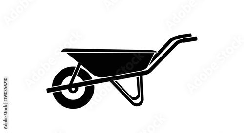 Black Wheelbarrow Garden Tool Illustration.