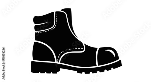 Black Work Boot with White Stitching.