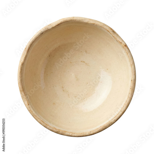 Schilderij op canvas Empty ceramic bowl top view on transparent background