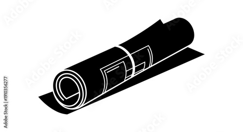 Black Yoga Mat Rolled Up Illustration.