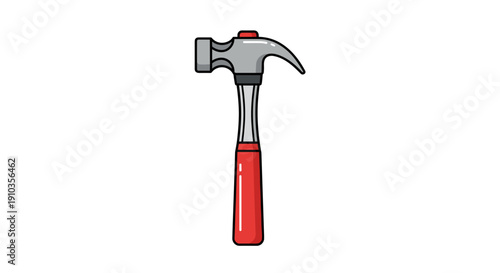 Claw Hammer with Red Handle.