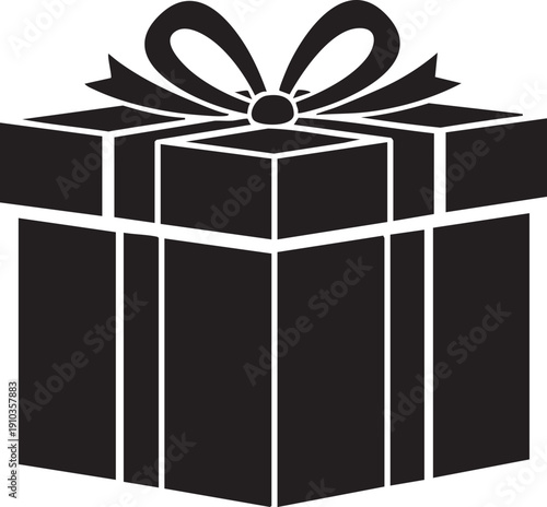 Three-dimensional gift box with ribbon and bow, a classic symbol of presents