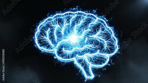 Minimal AI brain icon glowing neuron animation