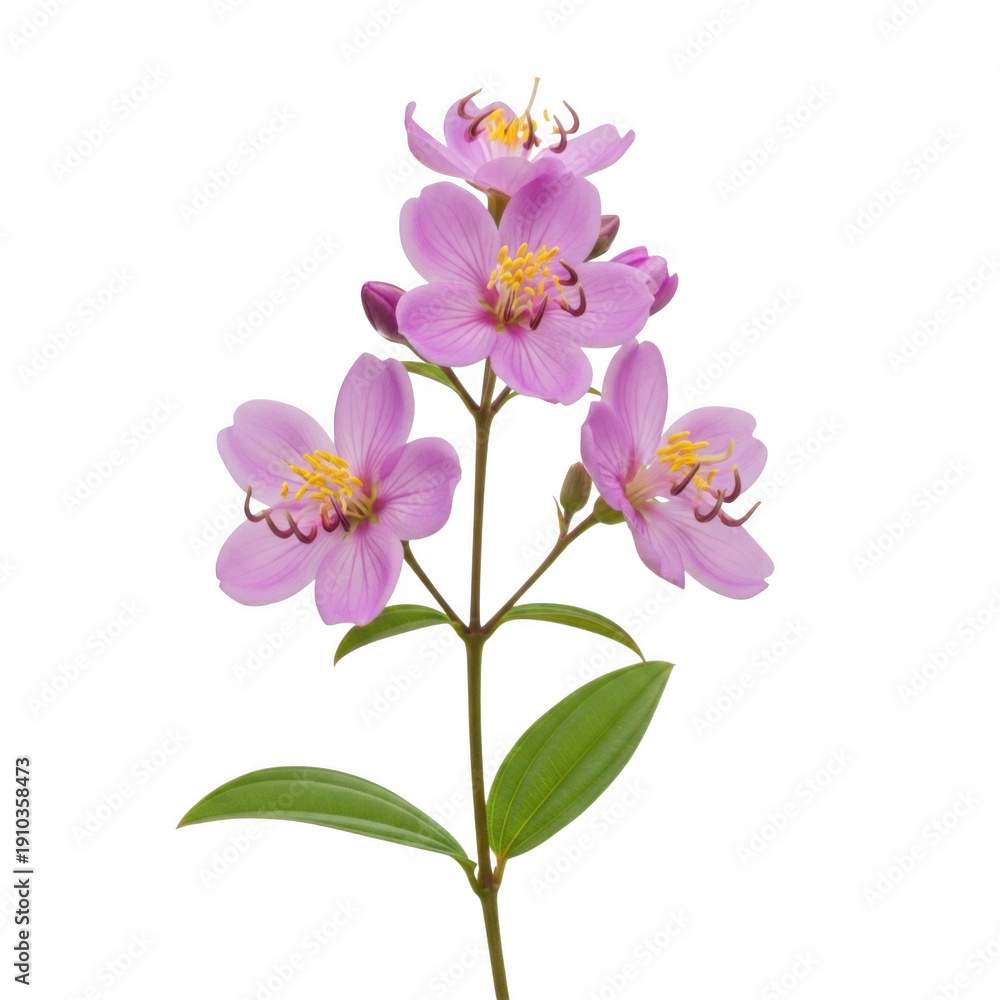 Obraz premium A close-up view of a beautiful purple flowering plant with delicate petals isolated on transparent background