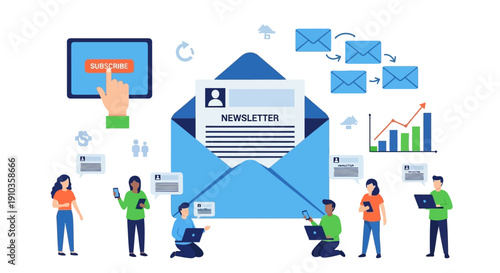 Email Marketing Campaign Strategy for Business Growth, Featuring Online Newsletter Subscription and Audience Engagement in Digital Communication